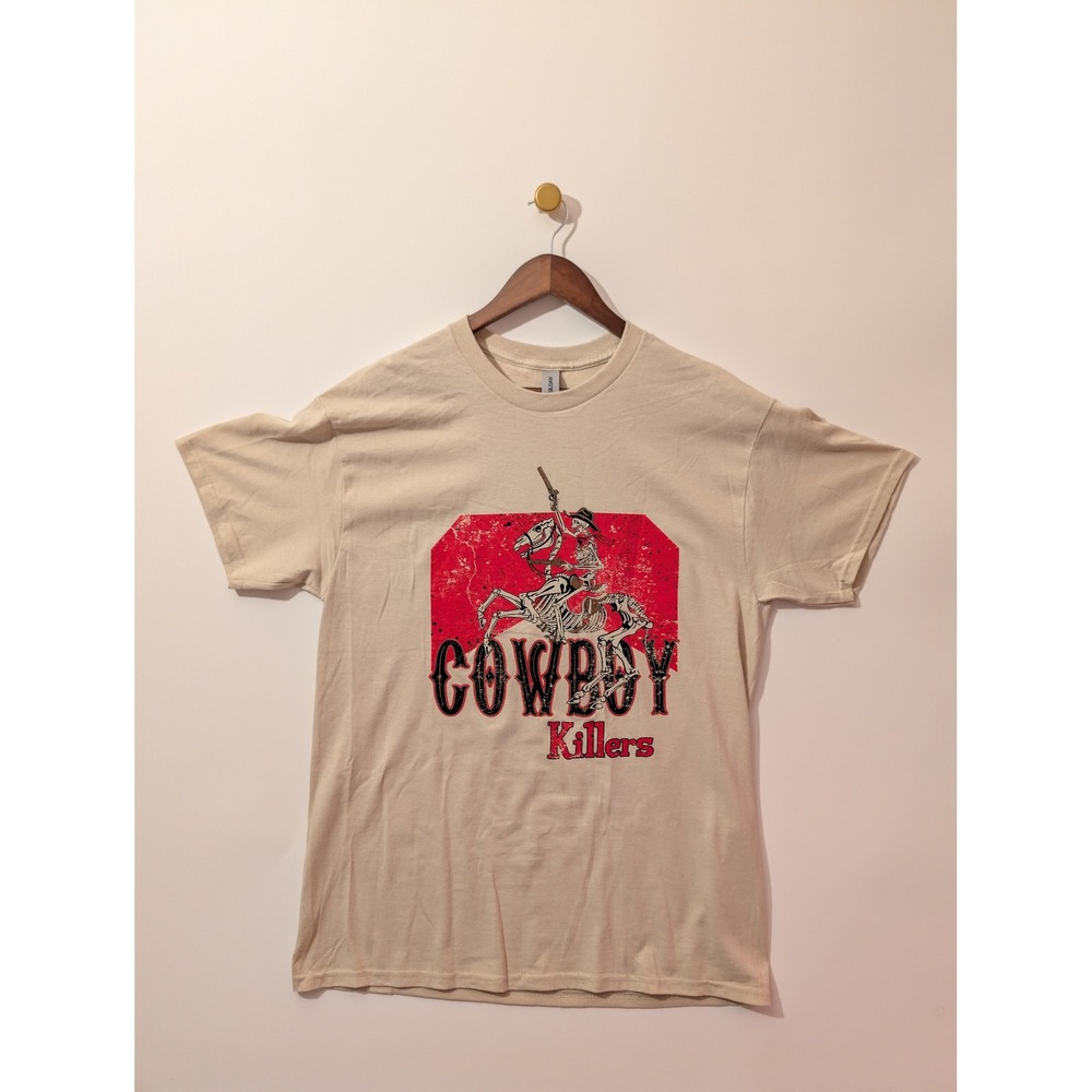 Cowboy Killers T Shirt Mens Large Tan Excellent Skeleton Graphic Tee SEO